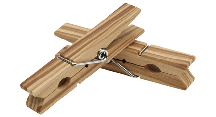 Isolated Wooden Clothespins