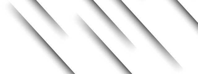 Abstract clean white background with diagonal cut-out lines and soft shadows. Minimalist, geometric  grayscale color palette, modern elegance. Layered paper, folded surfaces with presentation template