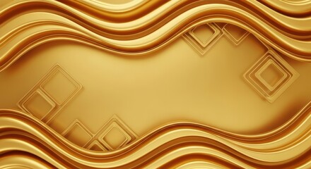 Elegant Gold Wavy Lines with Diamond Shapes Abstract Background