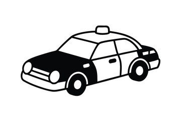 Fototapeta premium Cartoon Police Car With Black And White Bumper Stickers