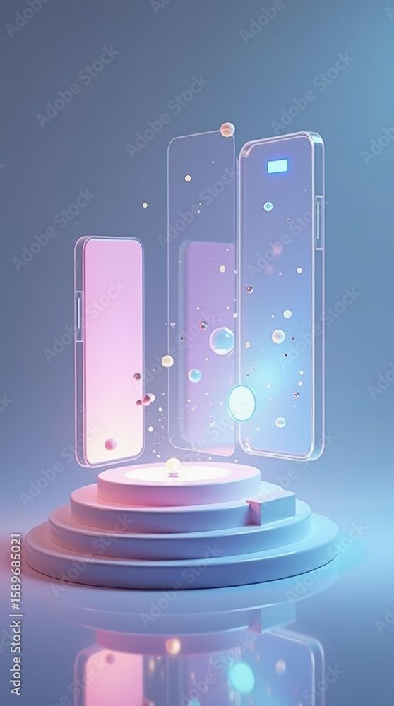 Aufkleber minimalist tech background with transparent elements for app design and product mockups.