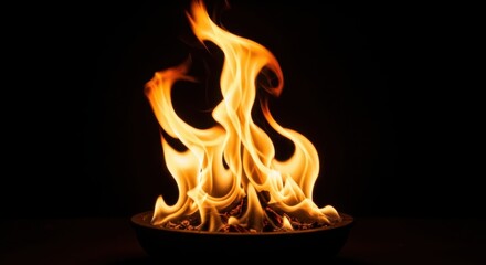 Captivating Fiery Flames Dance Gracefully in the Darkness