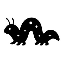 Obraz premium Design a black silhouette of a Cosmic Caterpillar white background clean vector shape