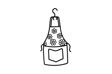 Cartoon Illustration Of An Apron Hanging On A Hook