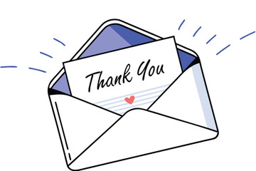 Elegant 'thank you' letter vector illustration, gratitude card design