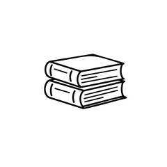 Stacked Books Illustration Knowledge and Learning Concepts in Minimalist Style, Simple Line Art for Education and Study