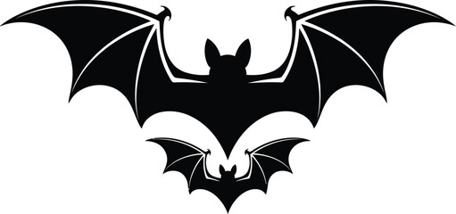 Black Bat Silhouettes on White Background Illustration