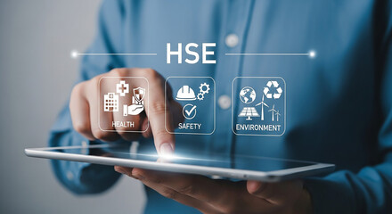 Health safety environment concept on a digital tablet