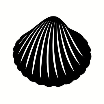 Design a black silhouette of a Cockle white background clean vector shape