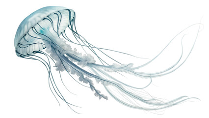 Isolated jellyfish with long flowing tentacles