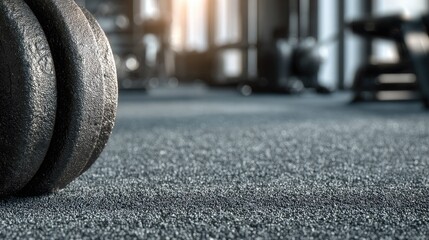 Obraz premium Close-up gym floor with dumbbells