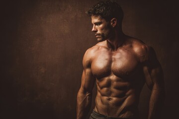 Fototapeta premium Attractive muscular young man posing nude