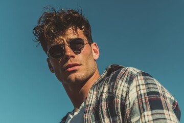 Fototapeta premium Attractive relaxed guy outside