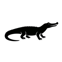 Naklejka premium Design a black silhouette of a Gharial white background clean vector shape