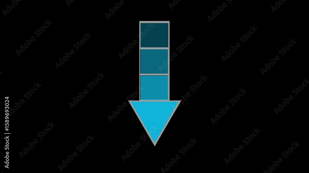 Poster glowing beautiful cyan color down side arrow loop animation direction concept icon. animated arrows 