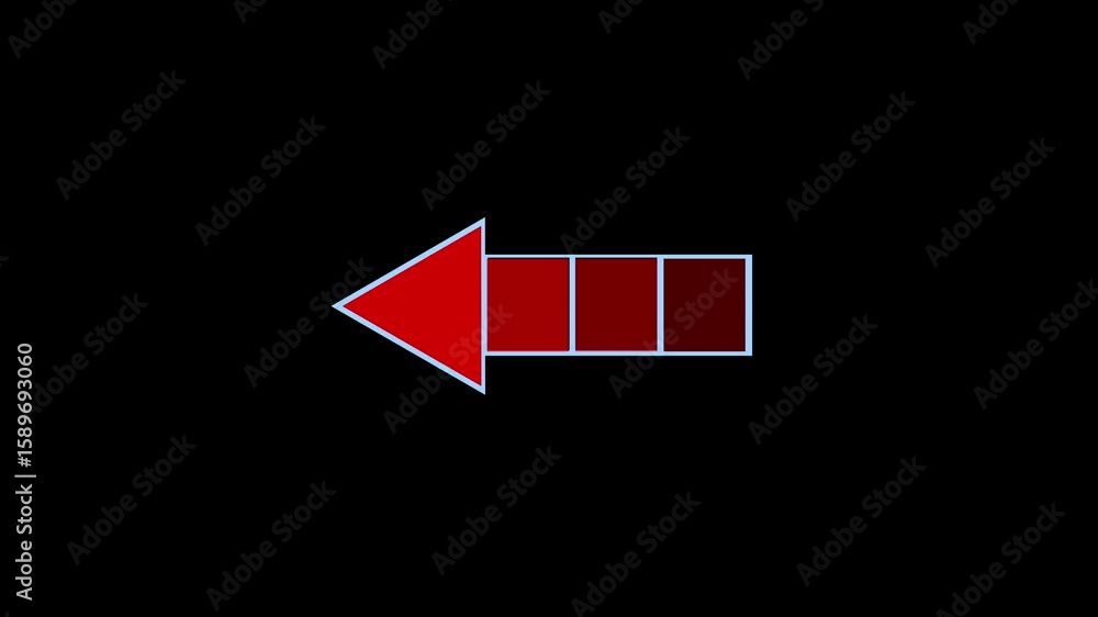 Poster glowing beautiful red color left side arrow loop animation direction concept icon. animated arrows f