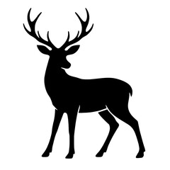 Obraz premium Design a black silhouette of a Deer white background clean vector shape