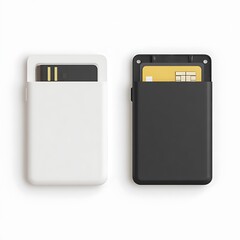 White and black S D card holders with gold cards SD card holder