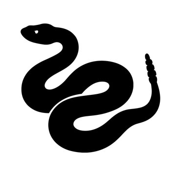 Design a black silhouette of a Eastern Diamondback Rattlesnake white background clean vector shape