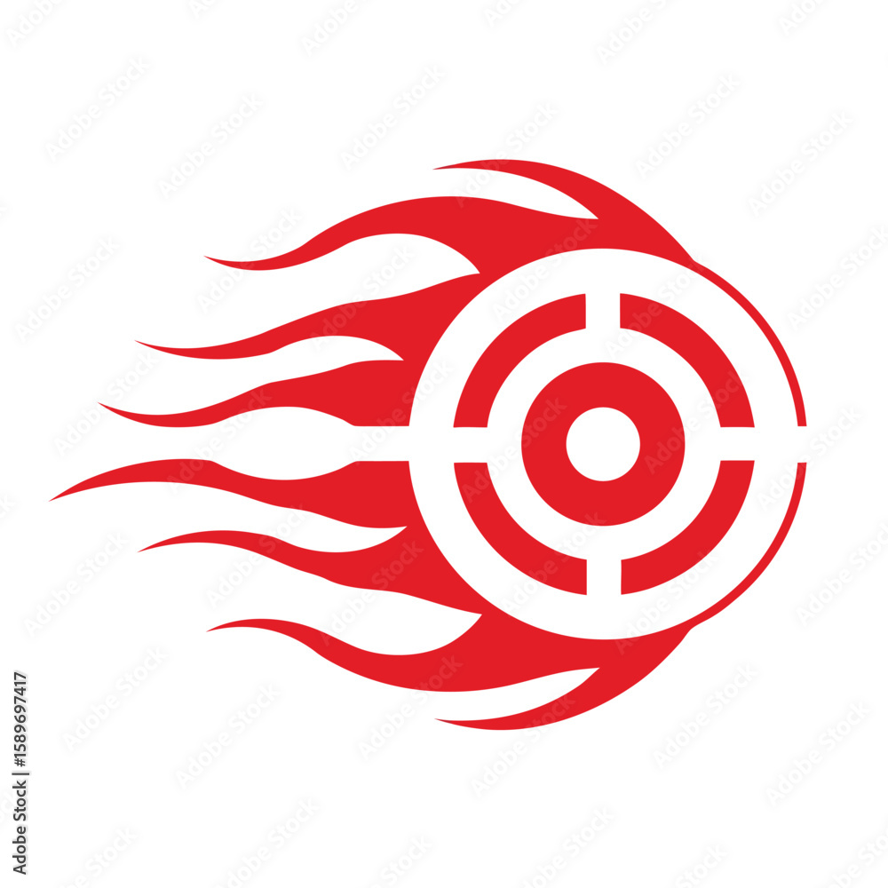 Poster red abstract circular target with flame elements on white background vector