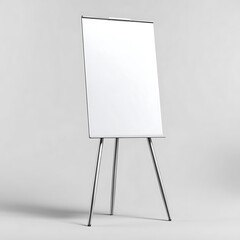 White blank flip chart on silver tripod stand whiteboard