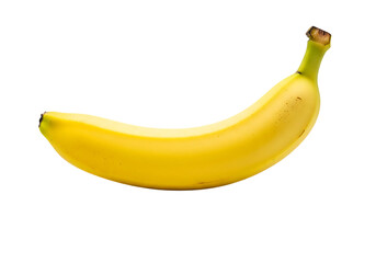 A single ripe fresh yellow banana, healthy fruit snack. Isolated on transparent background, png