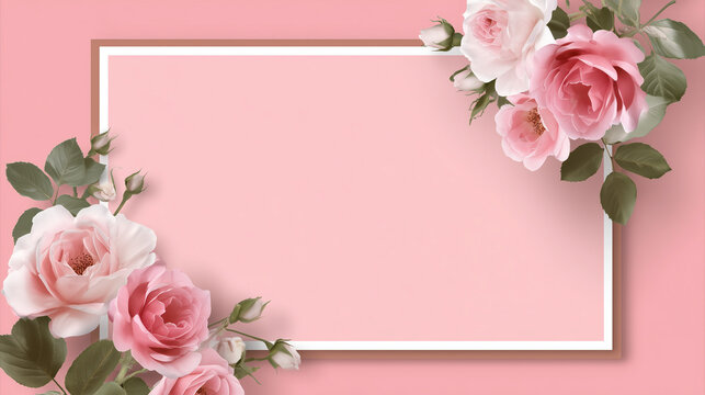 Rose Theme Card Design with Border, Blank, Greeting Card, Background, Wallpaper, Envelope