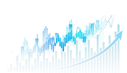 Dynamic financial candlestick trading chart, stock market investment candlestick growth chart. financial analysis on transparent background.