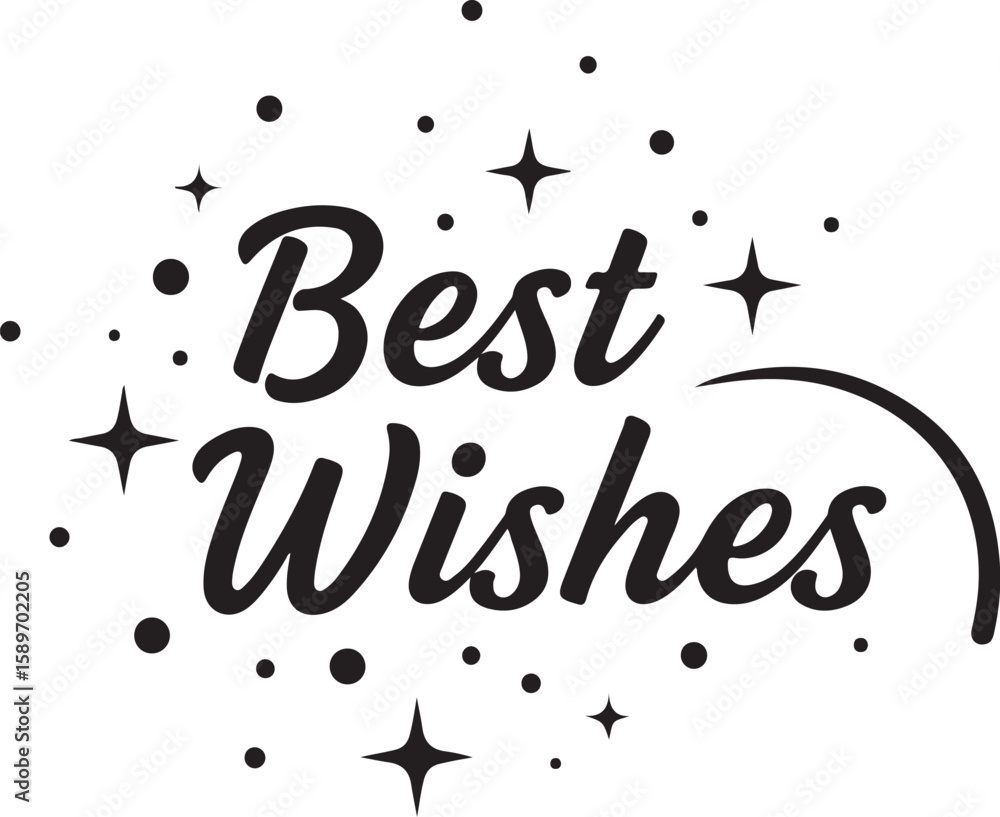 Poster vector art of best wishes with sparkling stars and elegant script