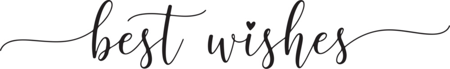 Vector art of lowercase calligraphy best wishes with heart isolated on white