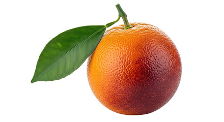 Isolated Blood Orange with Leaf
