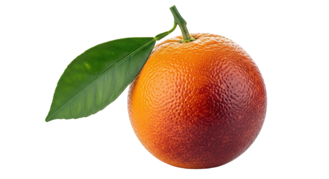 Isolated Blood Orange with Leaf