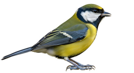 Isolated Great Tit Bird Standing, Detailed Plumage