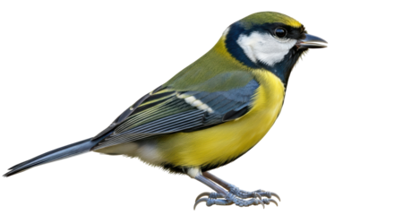 Isolated Great Tit Bird Standing, Detailed Plumage
