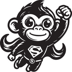 Black and White Monkey Silhouette Vector Set – Sitting, Walking, and Playing Poses