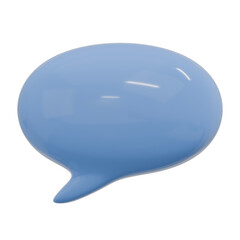 3D Render Blue Glossy Speech Bubble Icon