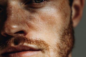 Obraz premium Close up of one side of a man s face