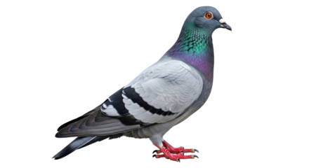 Isolated pigeon standing on white background