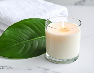 Relaxing candle on marble