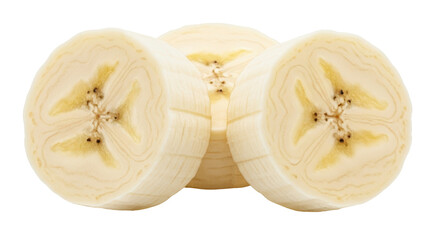 Isolated banana slices on white background