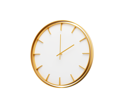 Minimalistic Golden Frame Wall Clock 02 00 Two O'Clock 2 00 For Modern Interiors 3D Illustration