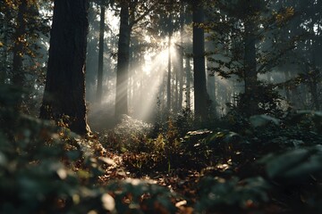 Obraz premium Calm forest with sunlight