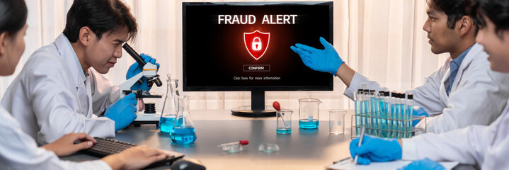 Cyber security software show alert of cyber attack for protection brisk. Danger from virus,...