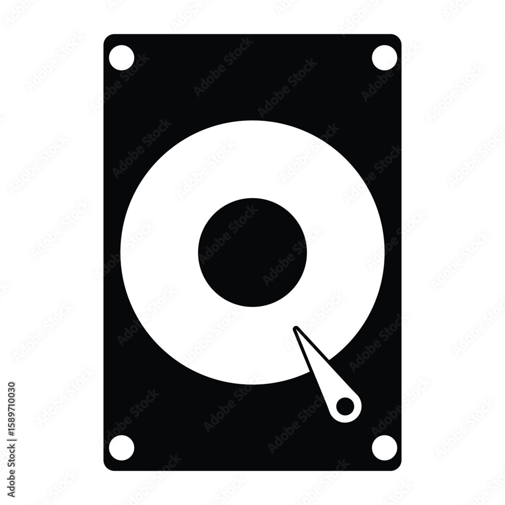 Poster hard disk vector icon, black floppy disk drive symbol and sign. silhouette of hard disk icon design 
