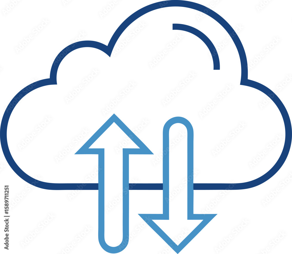 Fototapete Cloud Storage Icon,  Vector Symbol of Data Upload and Download in Cloud Computing