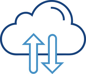 Obraz premium Cloud Storage Icon, Vector Symbol of Data Upload and Download in Cloud Computing
