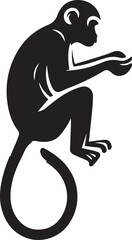 Black and White Monkey Silhouette Vector Set – Sitting, Walking, and Playing Poses
