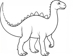 Fototapeta premium Simple black and white dinosaur drawing (1)