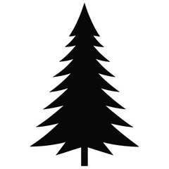 Obraz premium Black evergreen tree silhouette pine