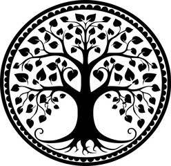 Tree - Black and White Isolated Icon - Vector illustration